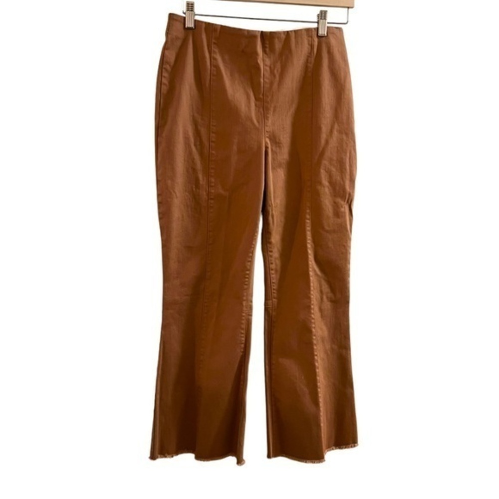 INC International Concepts Tobacco Brown Cotton Raw Hem Ankle Pants